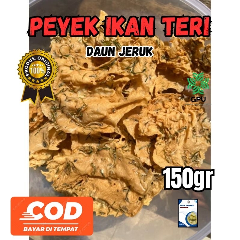 

Peyek ikan teri daun jeruk 150gr renyah mantul