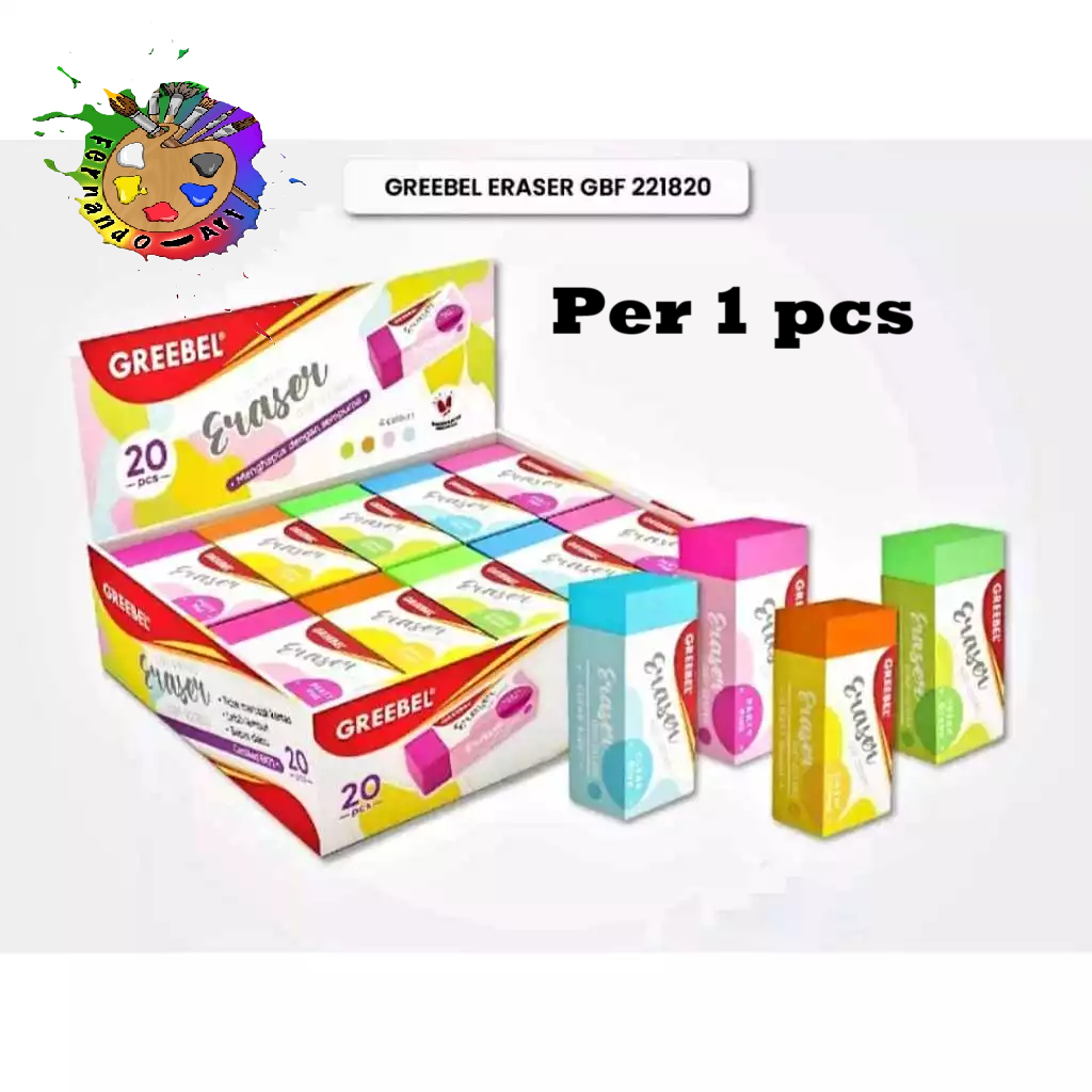 

PENGHAPUS PENSIL GREEBEL ERASER GBF-221820 (Per1pcs) WARNA PINK ORANGE HIJAU BIRU TERLARIS