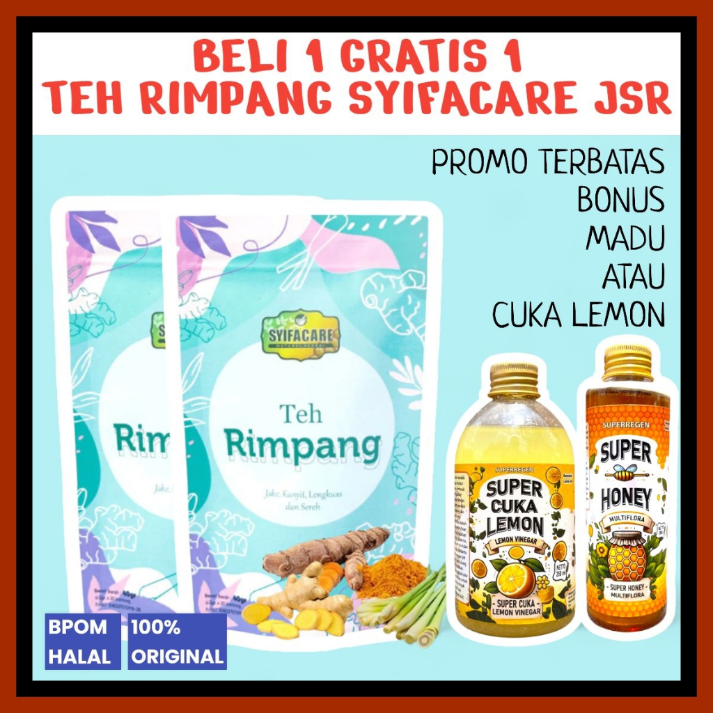 

Teh Rimpang BPOM JSR Teh Celup Rempah Teh Celup Rimpang Teh Diet Detox Pelangsing Herbal | Teh Rimpang Original Isi 20 BPOM JSR Teh Celup Rempah Teh Diet Detox Pelangsing Herbal Syifacare | REMPAH AJAIB JSR TEH DETOK RAMUAN REMPAH HEALTH TEH RIMPANG JSR