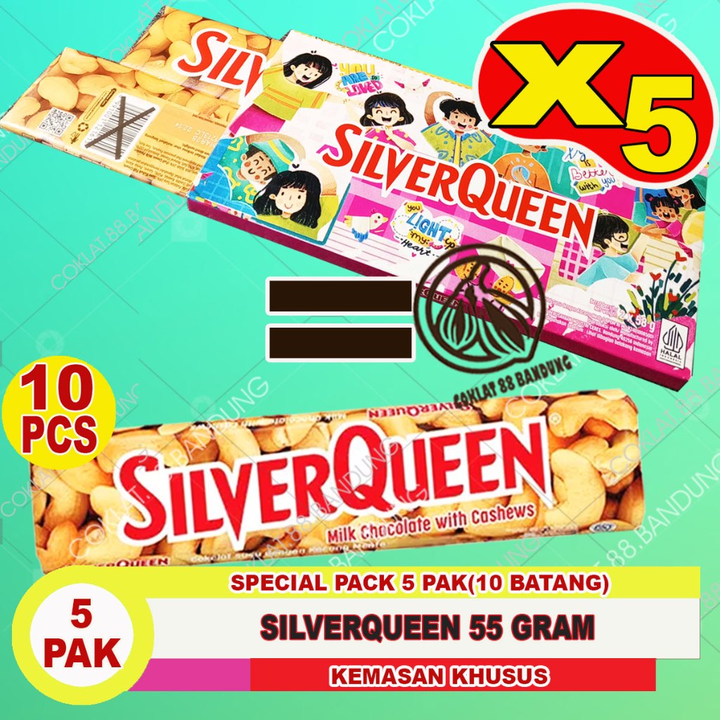 

RB SILVERQUEEN 55GR 1 BOX BESAR, COKLAT SILVERQUEEN 55 gram ISI 10, SILVER QUEEN MEDE ALMOND