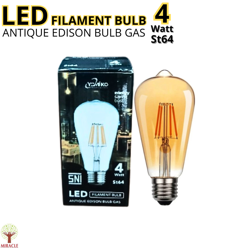 Lampu Filamen 4 Watt LED BULB ST64/Lampu Cafe Warna Kuning