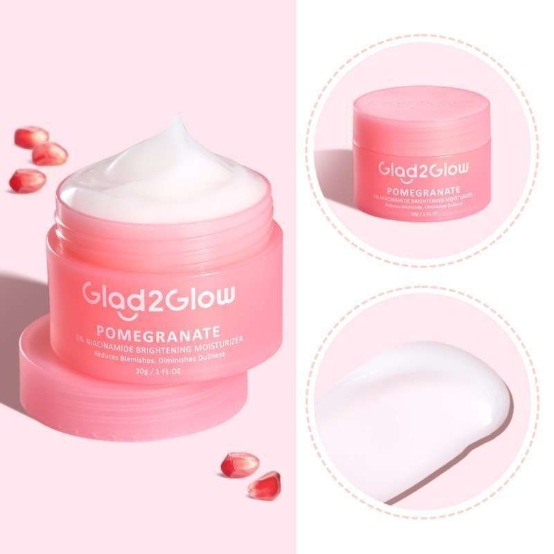 

GLAD2GLOW POMEGRANATE 5 ℅ NIACINAMIDE BRIGTHENING MOISTURAIZER 30 Gr
