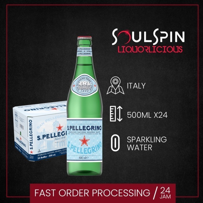 

San Pellegrino Sparkling Mineral Water 500ml [ dus isi 24 botol ] Khusus JNE Trucking + Packing Kayu