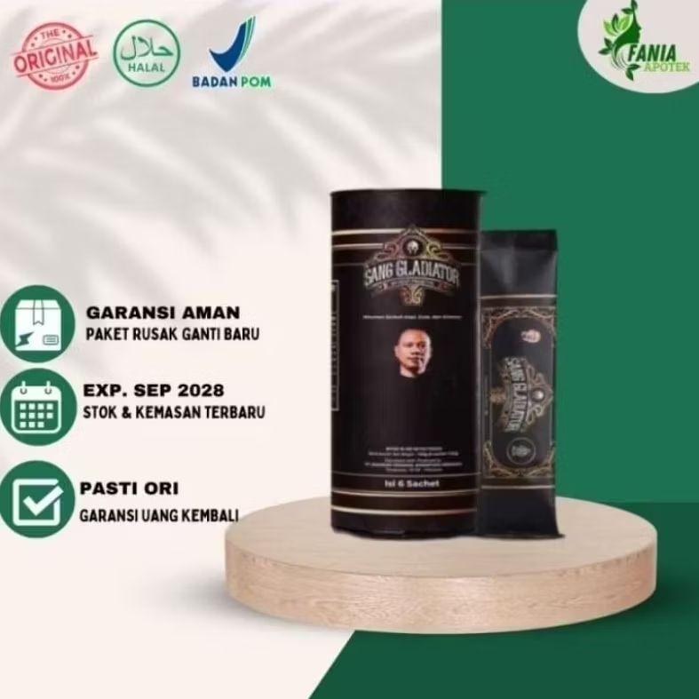 

Kopi Sang Gladiator by Vicky Prasetyo - Kuat Tak Terkalahkan - 1 Pack Isi 6 Sachet