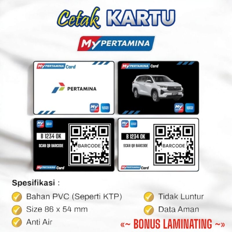 

Cetak Kartu Barcode My Pertamina Paling Murah 2 Sisi