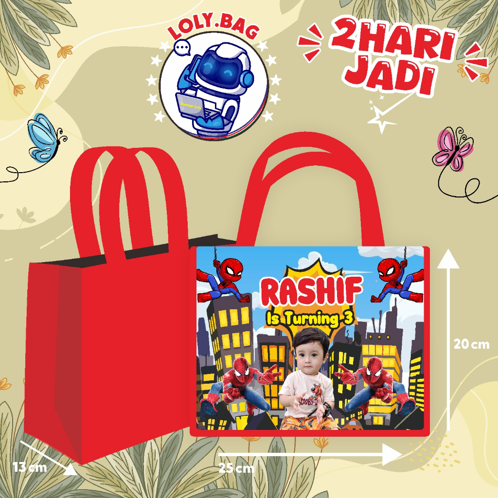 

Tas Ultah / Tas Ulang Tahun Murah/Goodie bag murah/souvenir ultah/Tas tema Spiderman