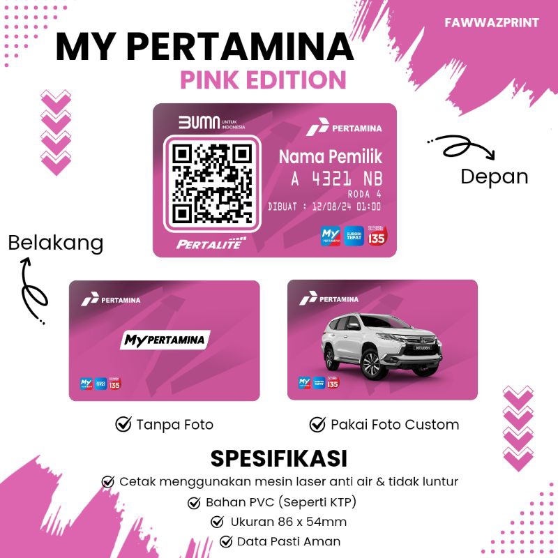 

KARTU MY PERTAMINA BAHAN TEBAL ANTI AIR EDISI WARNA PINK