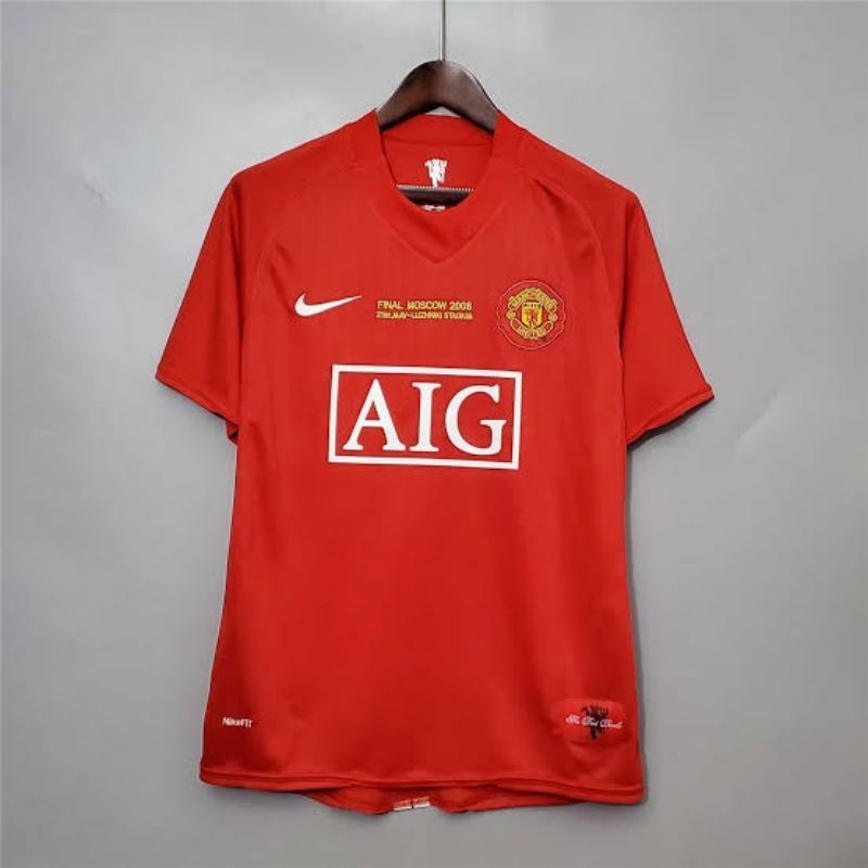 JERSEY MANCHESTER UNITED MU HOME MERAH AIG RETRO FINAL UCL 2008 GRADE ORI THAILAND