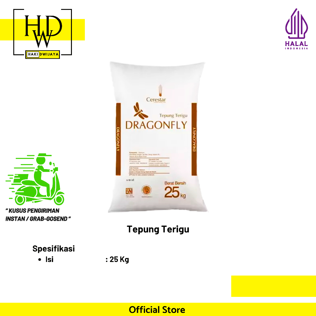 

[Khusus Pengiriman Instan] Dragonfly Tepung Terigu Serbaguna 25kg