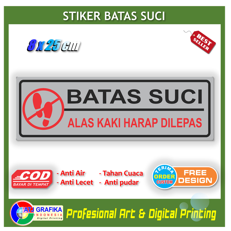 Stiker batas suci alas kaki harap dilepas sticker kebersihan lantai anti kotor masjid musholla rumah