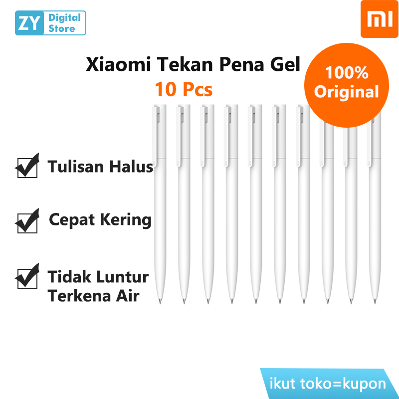 

Xiaomi Tekan pena gel 10 pcs 0.5mm Hitam Tulisan Halus Cepat Kering Tidak Luntur Mudah Disimpan
