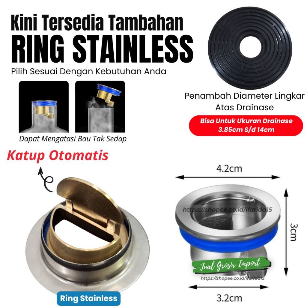 Floor Drain Penutup Lubang Saluran Air Kamar Mandi Wastafel Otomatis