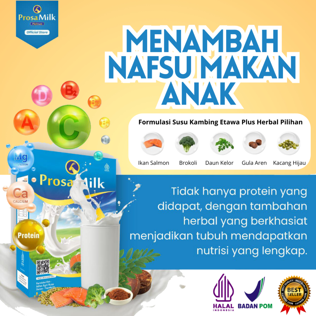 

PROSAMILK PLATINUM Susu Kambing Etawa Plus Herbal Penambah Nafsu Makan Imunitas Kecerdasan Otak Anak