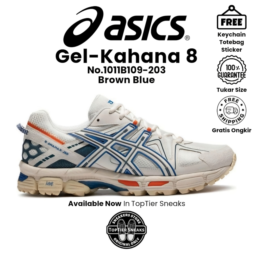 Sepatu Trail Run Running Asics Gel Kahana 8 Brown Blue Original