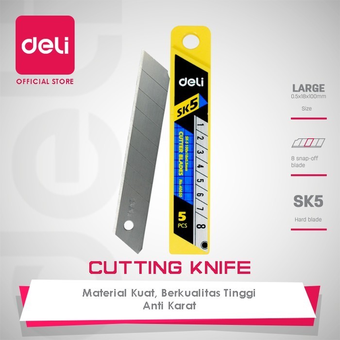 

REFILL ISI PISAU CUTTER BESAR L-150 L 500 BLADE BESAR SK5 DELI 40650