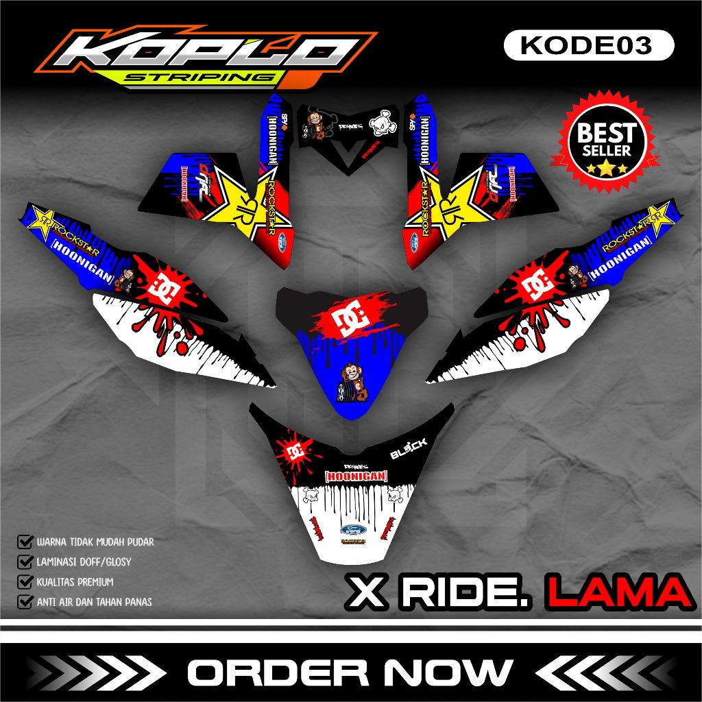 Sticker Decal Full Body Motor X-RIDE LAMA - Stiker Striping Full Body Dekal X-RIDE LAMA. KPL.03