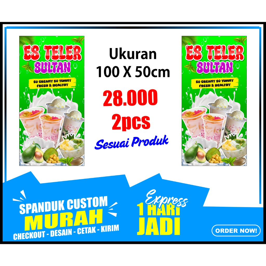 Banner ES TELER SULTAN, Spanduk ES TELER SULTAN ukuran 50X100cm /  Banner ES TELER SULTAN, Spanduk E