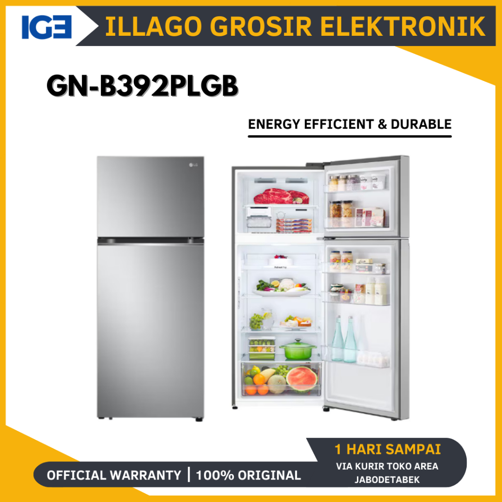LG GN-B392PLGB KULKAS 2 PINTU GNB392PLGB GNB392 GN-B392 392PLGB