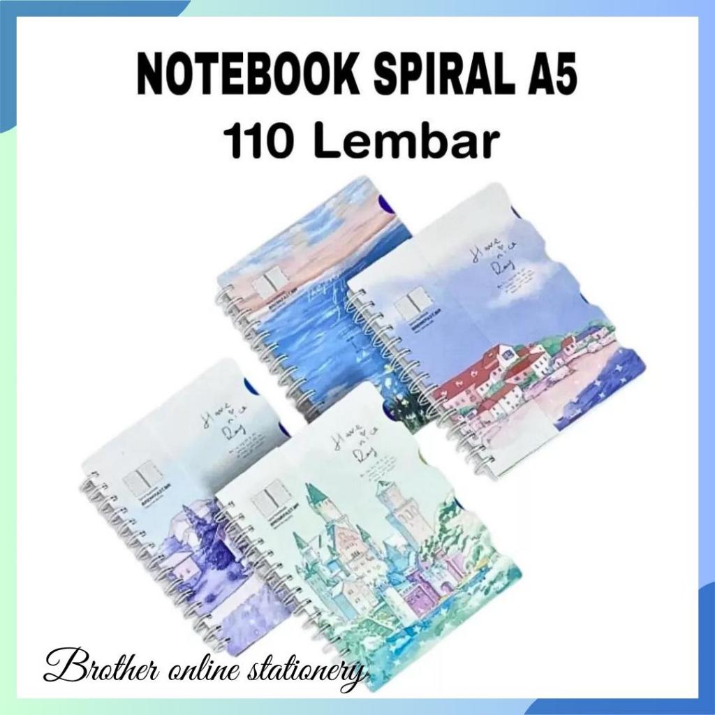

BOS Notebook Spiral A5-110 Lembar+Index Hard Cover/Buku Spiral/Ring Book/Buku Catatan