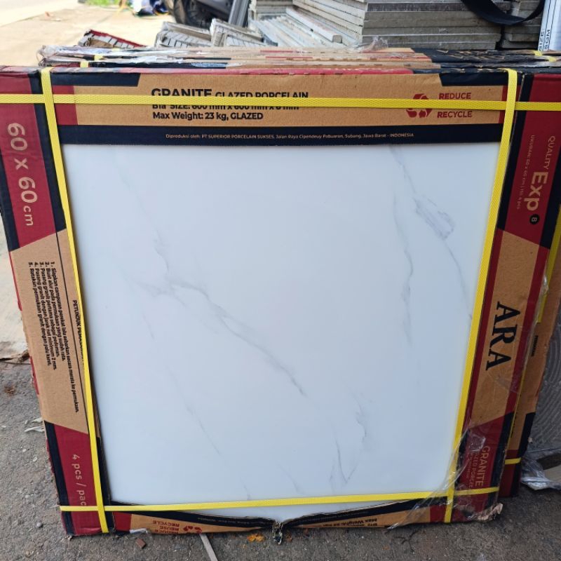 Granit lantai 60x60 putih motif carara autin white