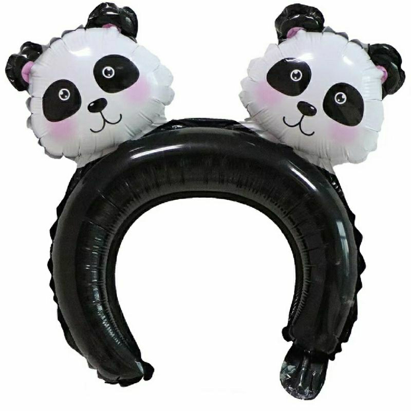 Balon foil bando karakter hewan binatang animal panda kepala 2 hiasan kepala mahkota crown balloon b