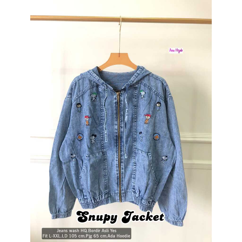 [Bisa COD] Minie jacket by Ana Hijab jacket jeans premium jumbo ld 110 cm minie jacket jeans wanita 