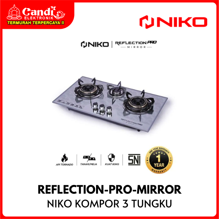 NIKO Kompor Gas 3 Tungku REFLECTION-PRO-MIRROR