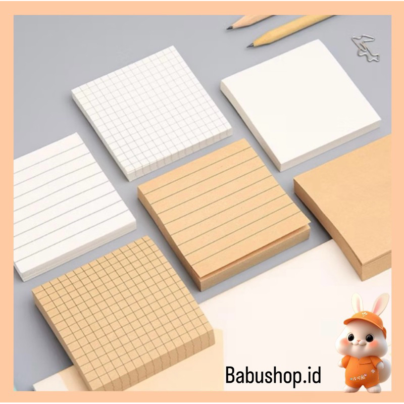 

BBS Sticky Note Memo pad Sticky Notes Garis Kotak Kraft Simple Alat Tulis stiky note lucu