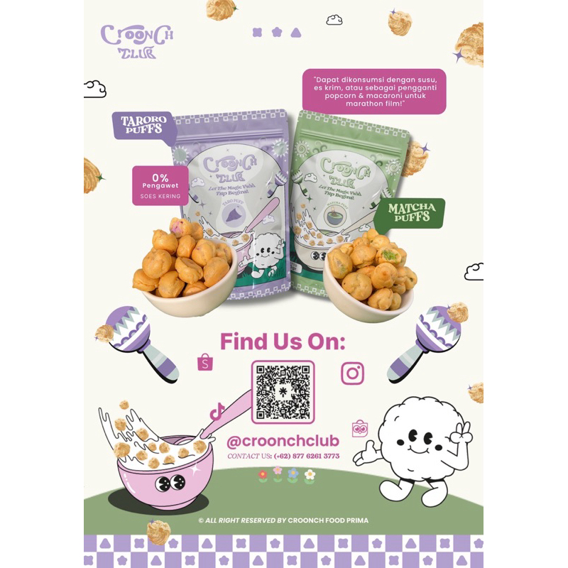 

Croonch Club Bundling (2 pcs) Taro Puffs & Matcha Puffs