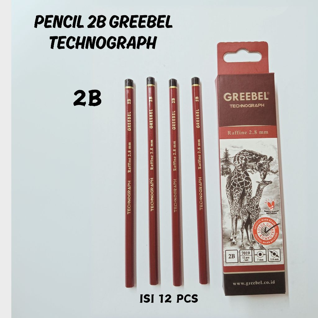 

GREEBEL Pensil Pencil Kayu 2B 7019 12 Pcs Per Pack / Pensil Tulis Ujian Sekolah Pensil Gambar
