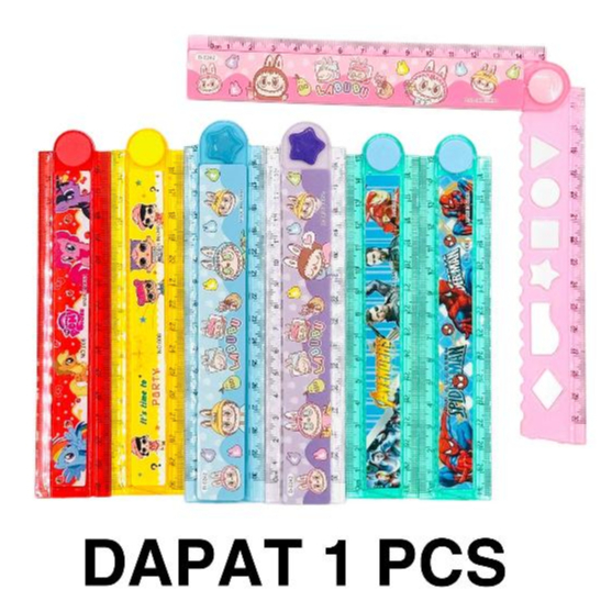 

PENGGARIS LIPAT 30 CM FANCY / Garisan Lipat Fancy Lucu Disney Avenger Superhero Labubu 30 cm