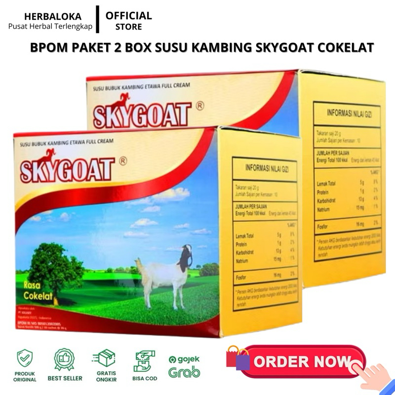 

BPOM PAKET 2 BOX SkyGoat Susu Kambing Etawa dan Krim Bubuk Rasa COKELAT