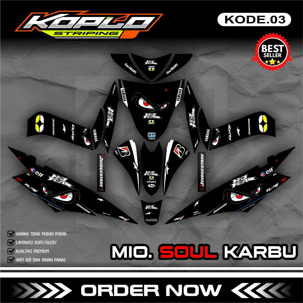 Stiker Striping Decal Full Body Mio Soul Karbu/Lama - Sticker Dekal Variasi Mio Soul Karbu Desain Ra