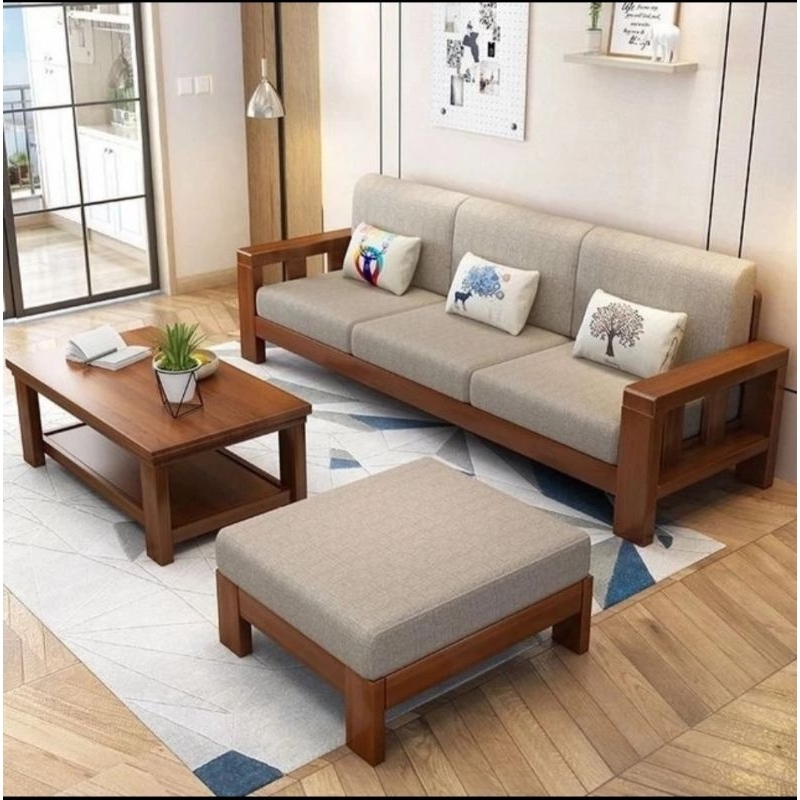 KURSI TAMU SOFA KAYU JATI MINIMALIS / KURSI TAMU MINIMALIS / SOFA JATI MINIMALIS