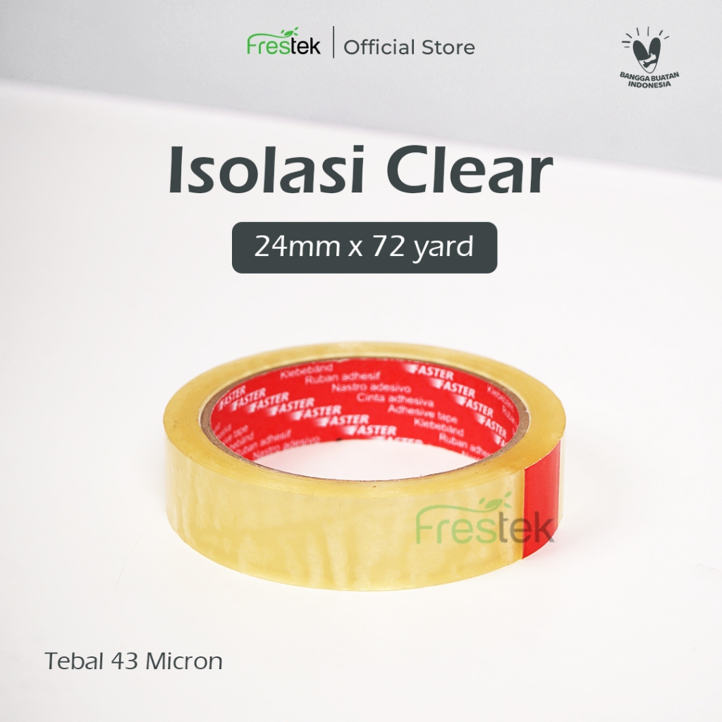 

FASTER Isolasi / Lakban / Selotip / OPP Tape Bening / Clear 24 mm x 72 yard (1 Inch / 1” x 72yd) Full