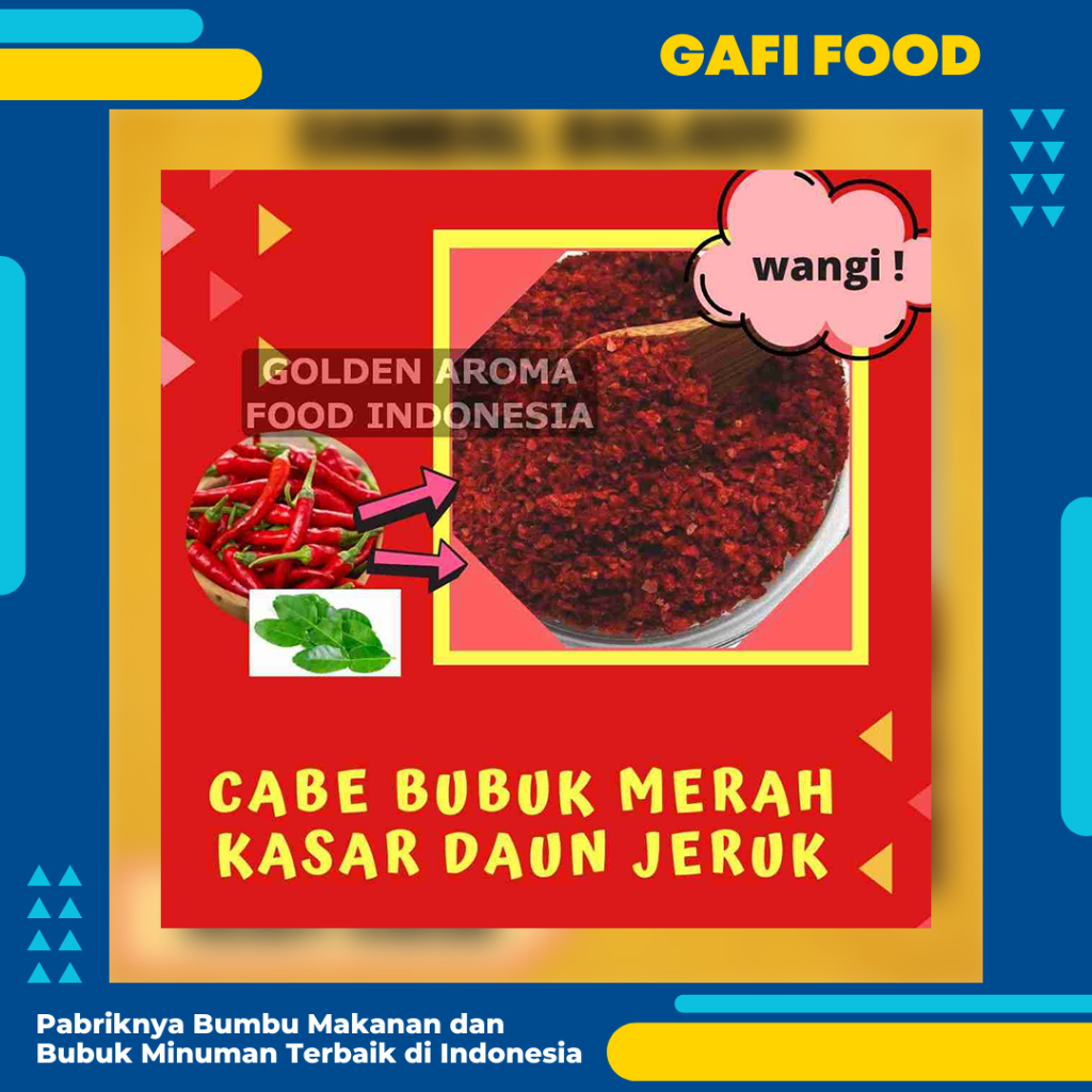 

Cabe Bubuk Merah Kasar Daun Jeruk 1 kg untuk Makaroni Kimchi Keripik Seblak Baso Aci Pedas Halal