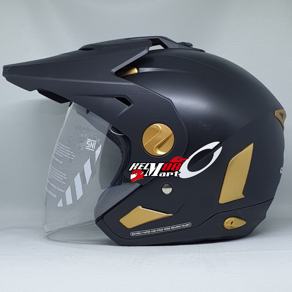 Helm Cargloss FORMER Solid Of Matt Black Gold Black Doff - Helm Semi Cross Halfface