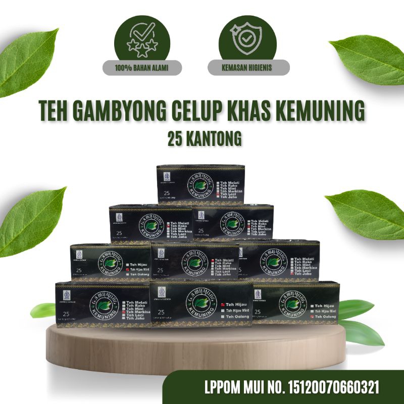 

Teh Celup Gambyong Kemuning Isi 25 pcs Khas Karanganyar Seger Nikmat Simpel Elegan Murah Sehat Wangi Aroma Mantap Viral