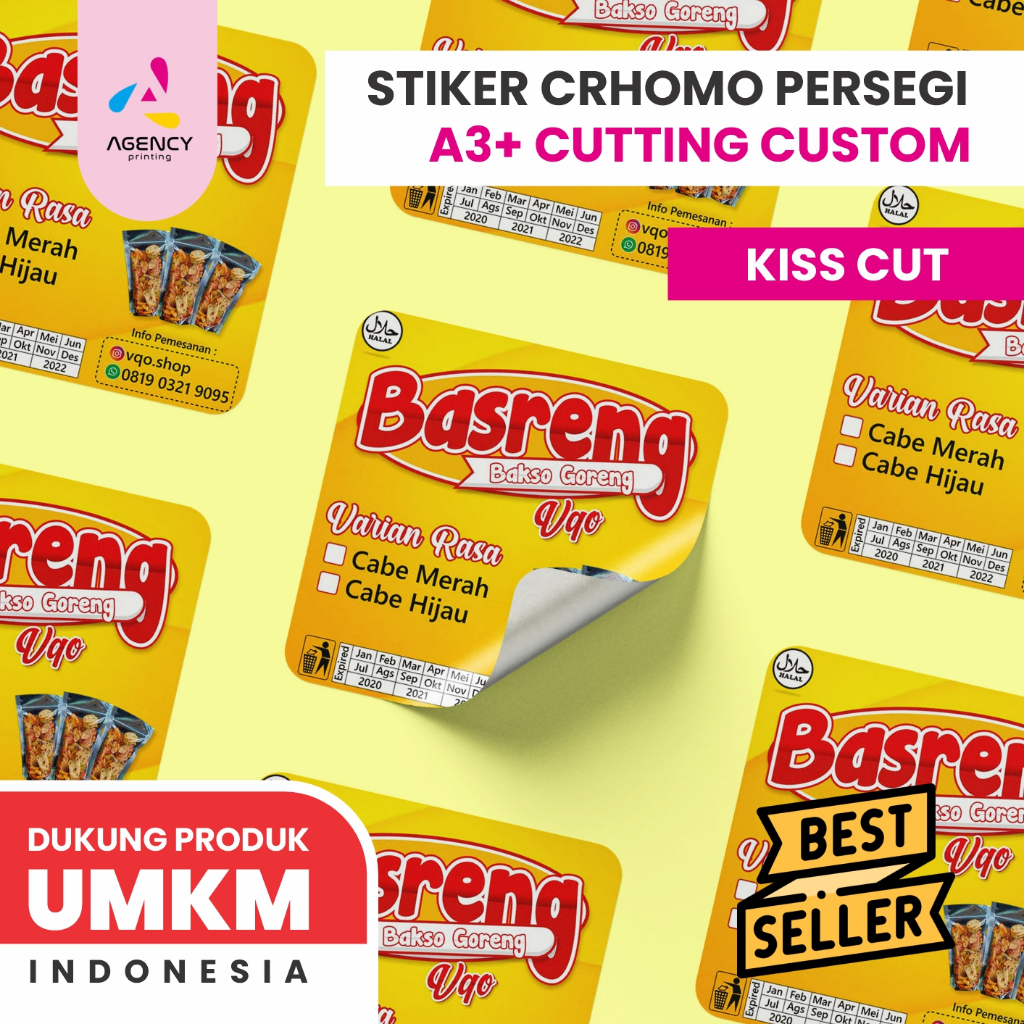 

Cetak Stiker Custom Chromo A3+ Murah (KOTAK/PERSEGI) / Label Kemasan Makanan Minuman Online Shop