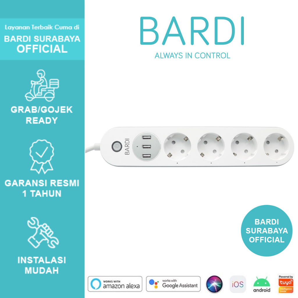 BARDI SURABAYA OFFICIAL Smart Extension Power Strip Colokan Stop Kontak Kabel Olor Pintar Wifi Timer