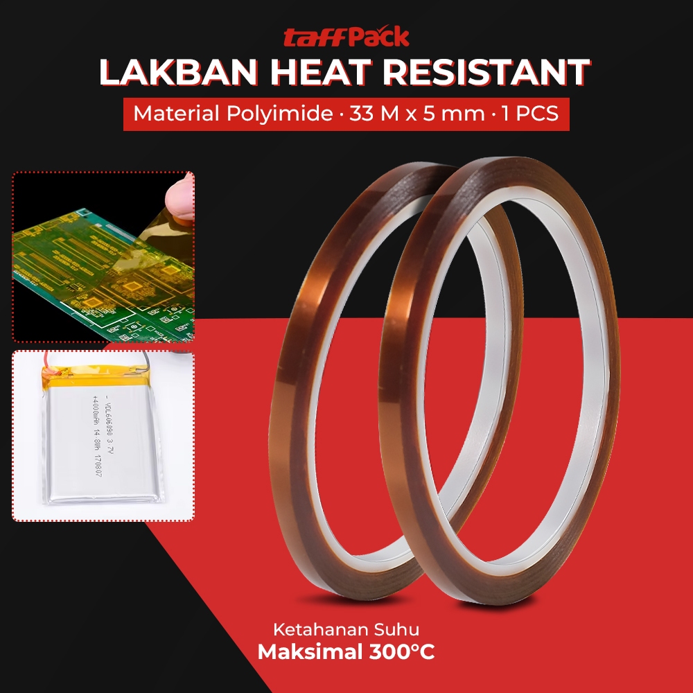 

TaffPACK Lakban Heat Resistant Polyimide High Temperature Adhesive 33Mx5mm