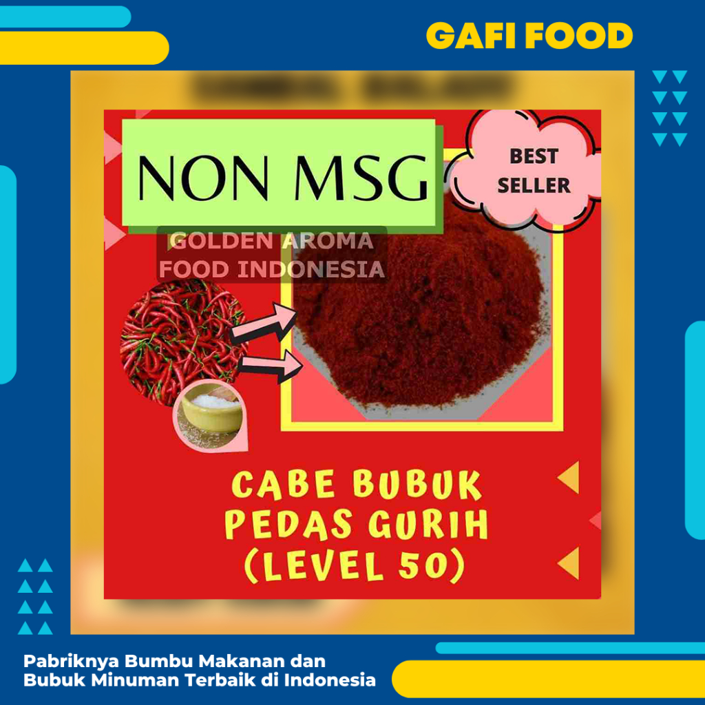 

Cabe Bubuk Pedas Gurih Level 50 NON MSG 1 Kg untuk Makaroni Kimchi Keripik Seblak Baso Aci Pedas