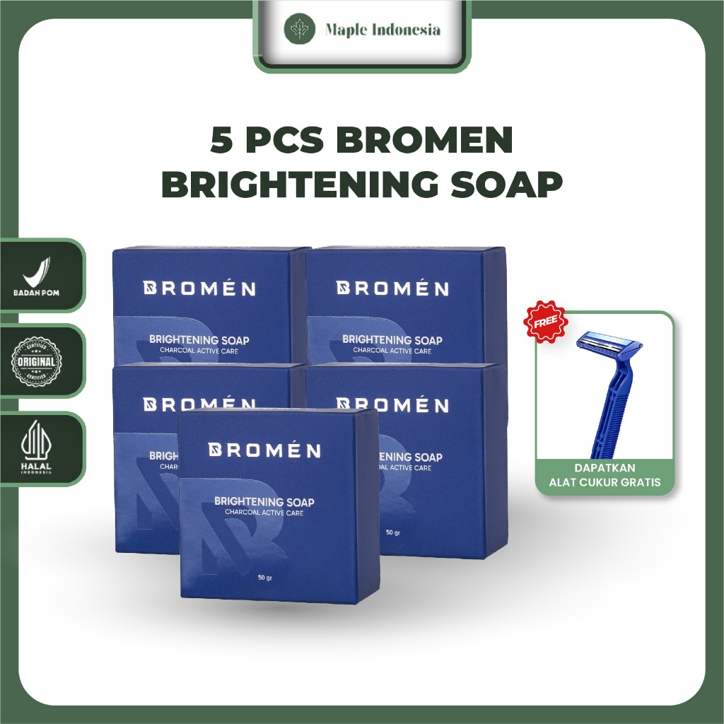 BROMEN Bundle 5 pcs Brightening Soap - Sabun Cuci Muka Pria Anti Kusam - Sabun Muka Mencerahkan, Men