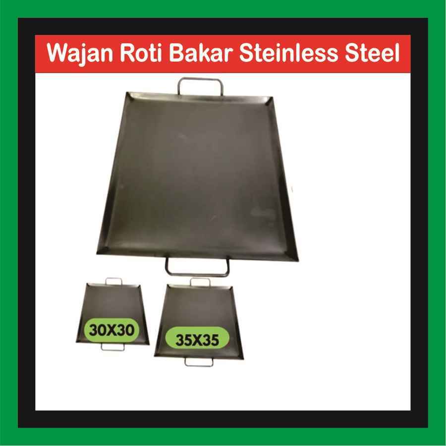 Loyang Roti Bakar Kebab Burger Martabak Anti Lengket Stainless Steel Penggorengan Panggang Plat Baja