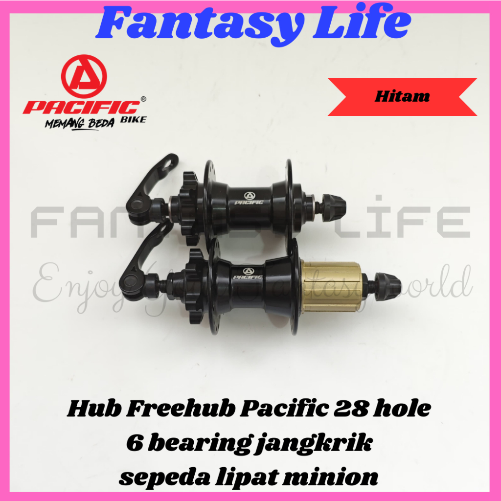Fantasy Hub freehub PACIFIC model cassate 28 hole jangkrik depan 2 bearing belakang 4 bearing sepeda