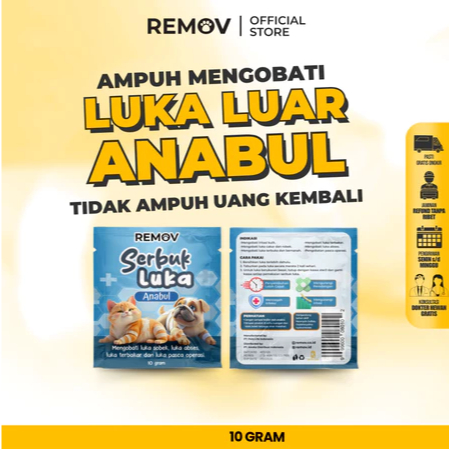 Remov Serbuk Luka Luar Cakar Bernanah Pasca Operasi Antiseptik Antibiotik Kucing & Anjing