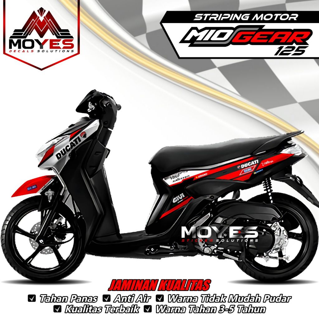 Striping GEAR 125 - Decal GEAR 125 - Stiker GEAR 125 -  Decal Stiker GEAR 125 Givi Ducaty
