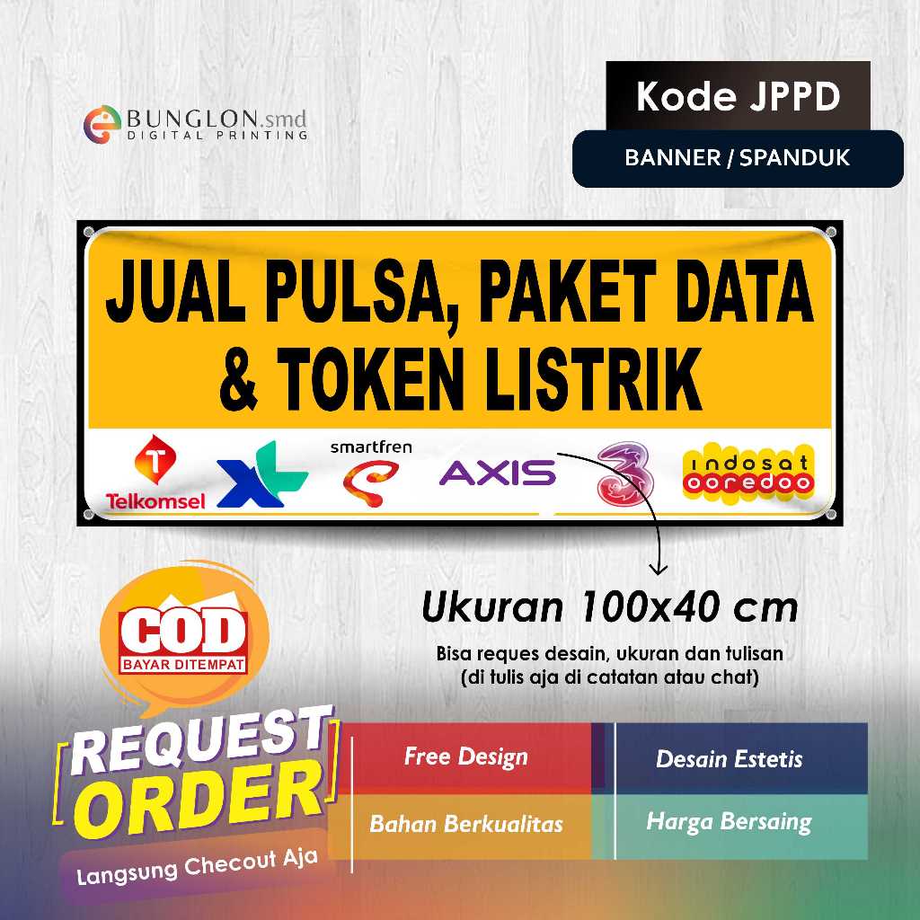 SPANDUK BANNER JUAL PULSA, PAKET DATA, DAN TOKEN LISTRIK KODE JPPD ORANGE