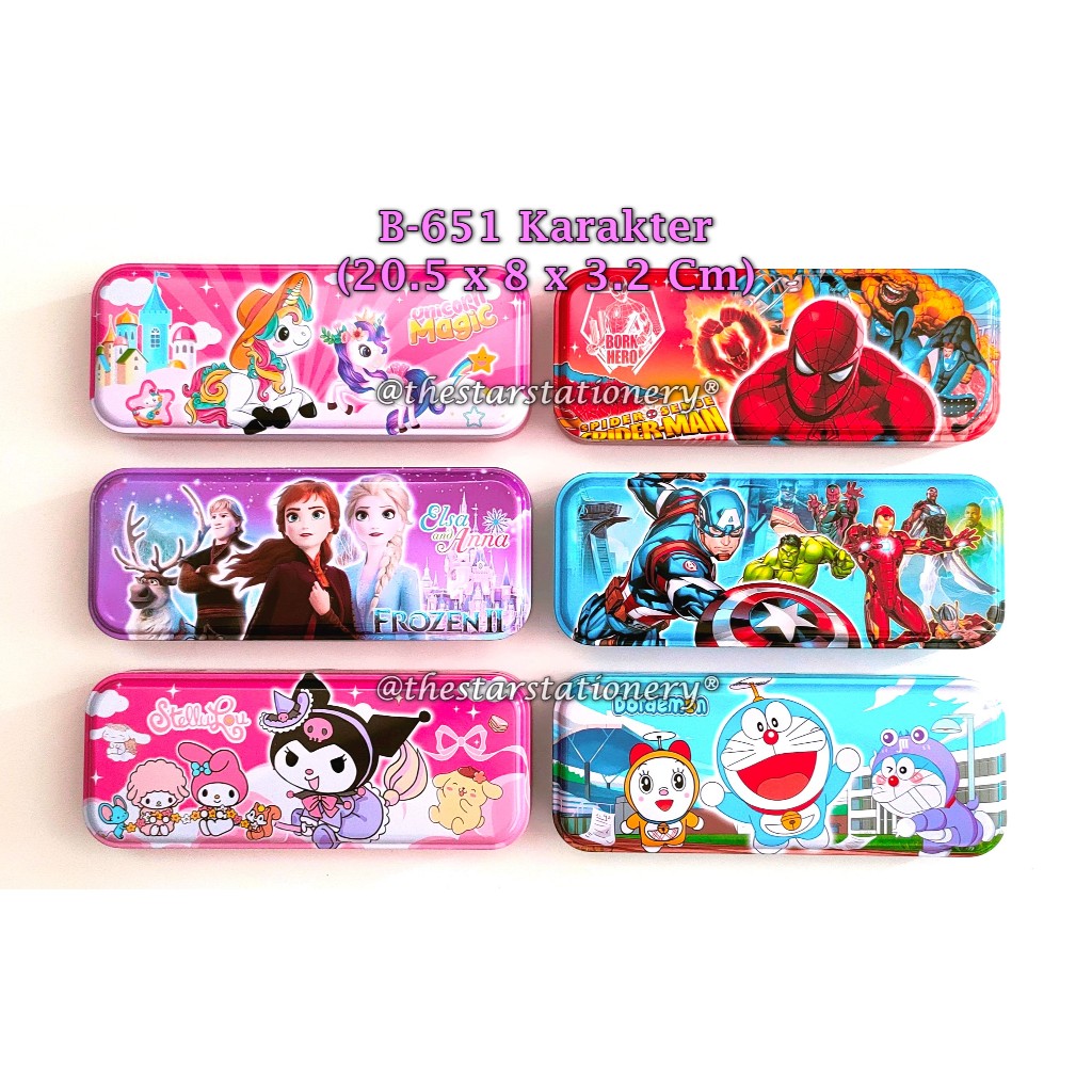

(1 Biji) Tempat Pensil Kaleng 2 Susun 20.5 x 8 x 3.2 Cm / B-802 B-803 B-807 B-810 B-651 B-701 B-707