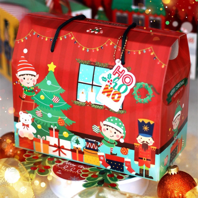 

10 Pcs Gable Box Natal - Elf Ukuran 24x12x14 cm (Muat 4 Pcs Toples dessert kotak 250 gr)